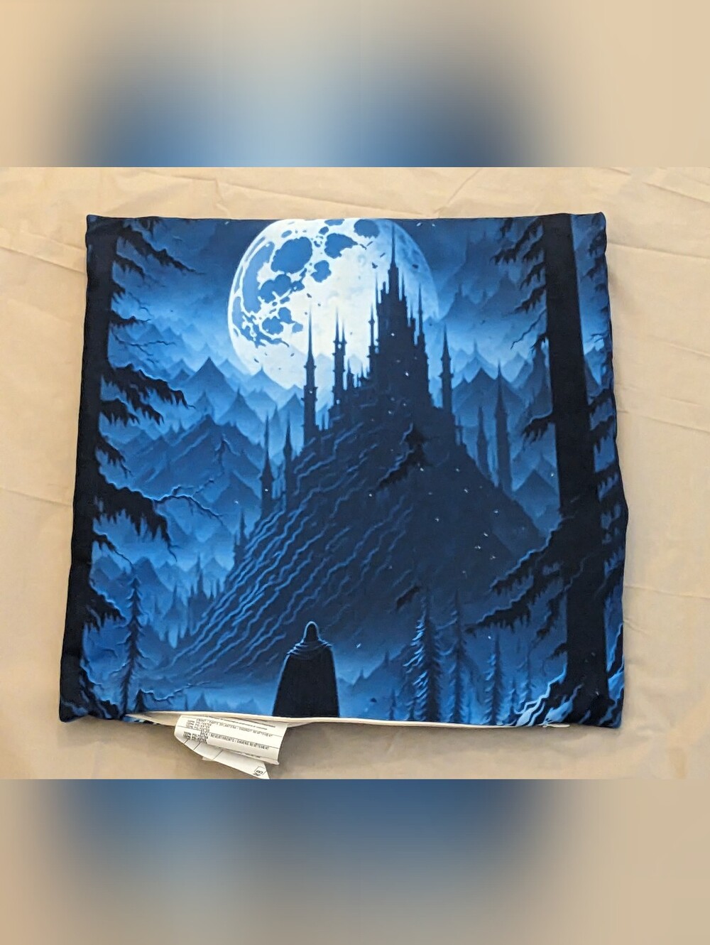 Blue Gothic Castle Decorative Throw Pillow Cover - Home Bedding Small Square 13"